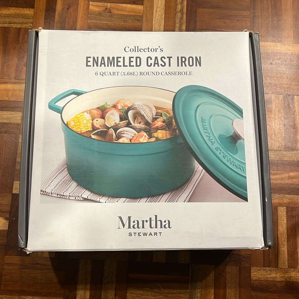 NEW! Martha Stewart Collector’s Enameled Cast Iron 6 Quart Round Casserole